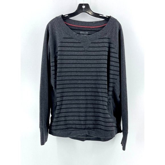 Kenneth Cole Reaction Women's Gray Black Striped Pocket Sweat Shirt Size XXL - Picture 1 of 8